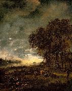 Aert van der Neer A Landscape with a River at Evening oil on canvas